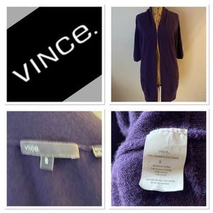 Vince 3/4 puff sleeve open cashmere cardigan